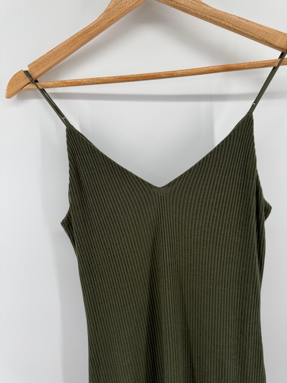 Express Olive Rib Knit Midi Slip Dress - Women's Size Medium - Picture 2 of 6